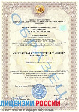 Образец сертификата соответствия аудитора №ST.RU.EXP.00006191-3 Углич Сертификат ISO 50001